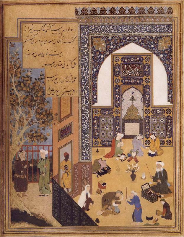 unknow artist The poet Sa di questions a young scholar before the mosque of Kashghar oil painting image